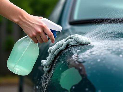 Eco-friendly waterless car wash using biodegradable products for green detailing