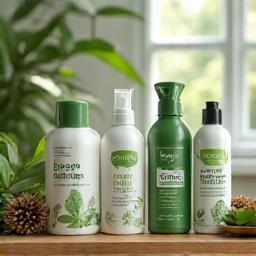 Eco-friendly pet grooming products on display