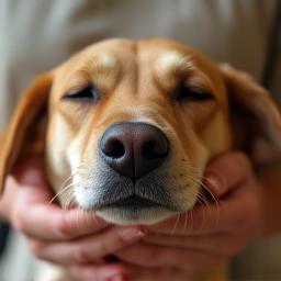 Dog relaxing calmly during grooming