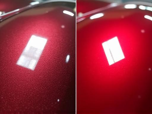 Professional paint correction showing before and after swirl mark removal results